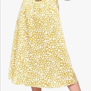 Yellow & white satin leopard skirt